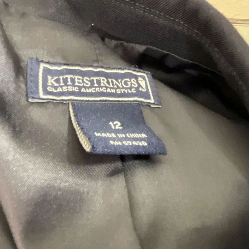 Kitestrings Navy Blue Blazer Suit Jacket Sports Coat Wool Blend Boy's Size 12